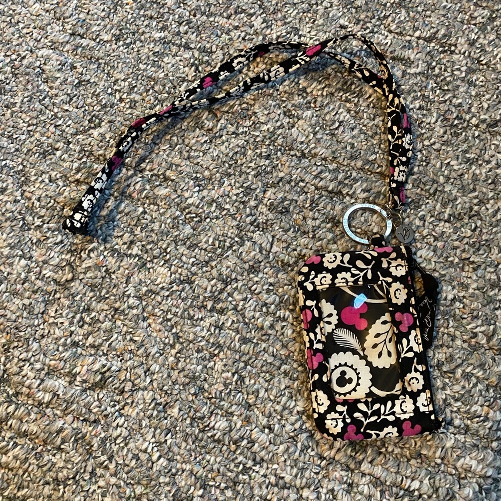 Vera Bradley Disney Lanyard and Zip ID - Pink, White, and Black, Mickey Mouse